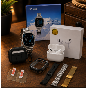  كومبو  Air pods pro 2 + smart watch + كافر Air pod + كافر  smart watch  +2  + اسكرين 2 + استراب3